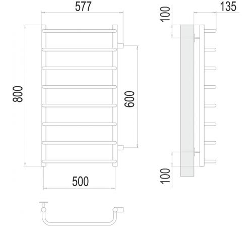 Стандарт П8 500х800 бп600 Полотенцесушитель TERMINUS