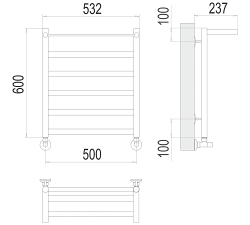 Хендрикс П6 500х600 Полотенцесушитель TERMINUS
