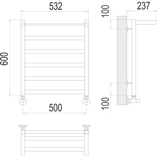 Хендрикс П6 500х600 Полотенцесушитель TERMINUS