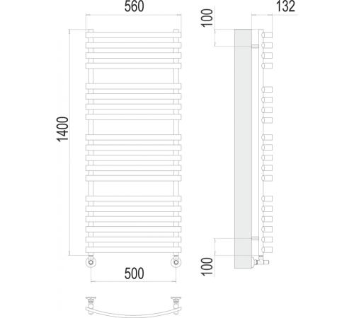 Капри П19 500х1400 Полотенцесушитель TERMINUS