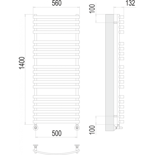 Капри П19 500х1400 Полотенцесушитель TERMINUS