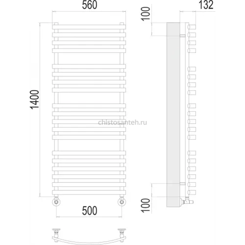 Капри П19 500х1400 Полотенцесушитель TERMINUS