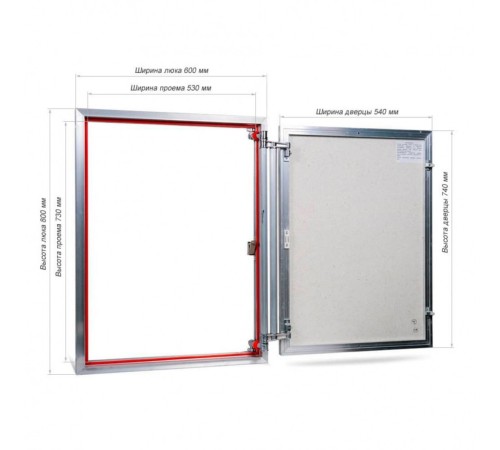 Люк ревизионный под плитку Практика EuroFormat-R алюминиевый 600x800 мм скрытый нажимной