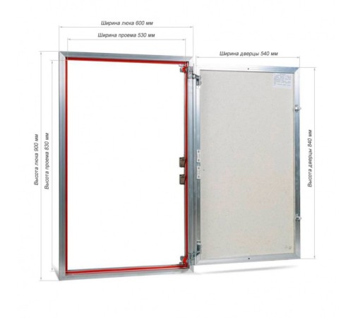 Люк ревизионный под плитку Практика EuroFormat-R алюминиевый 600x900 мм скрытый нажимной