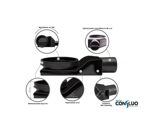 Душевой лоток Confluo Frameless Line 750 Black Glass-артикул-13701205