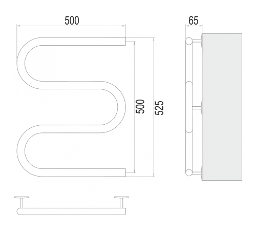 Электро 25 М-обр 500х500 Полотенцесушитель TERMINUS
