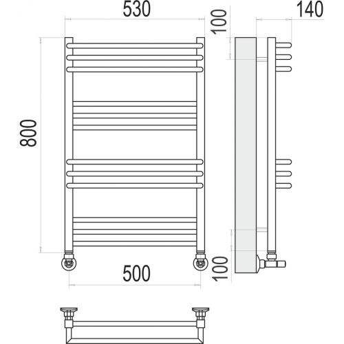 Кельн П12 500х800 Полотенцесушитель TERMINUS