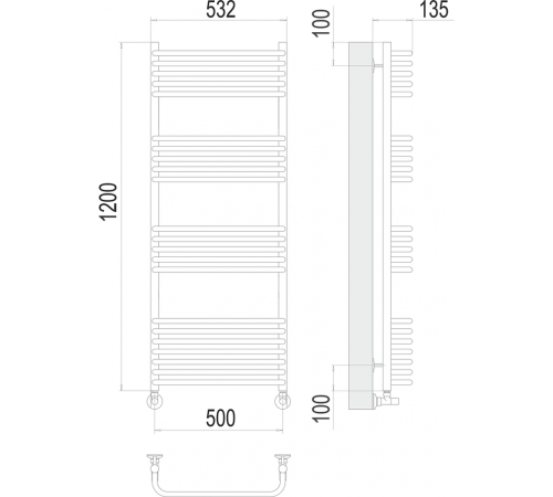 Стандарт П22 500х1200 Полотенцесушитель TERMINUS
