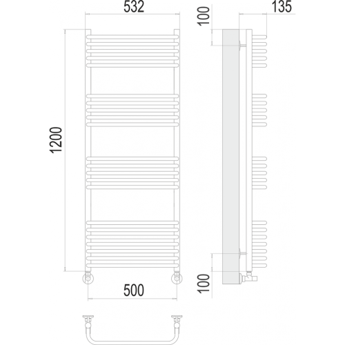 Стандарт П22 500х1200 Полотенцесушитель TERMINUS