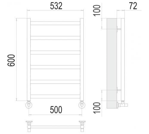 Аврора П6 500х600 Полотенцесушитель TERMINUS