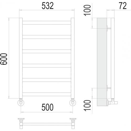 Аврора П6 500х600 Полотенцесушитель TERMINUS