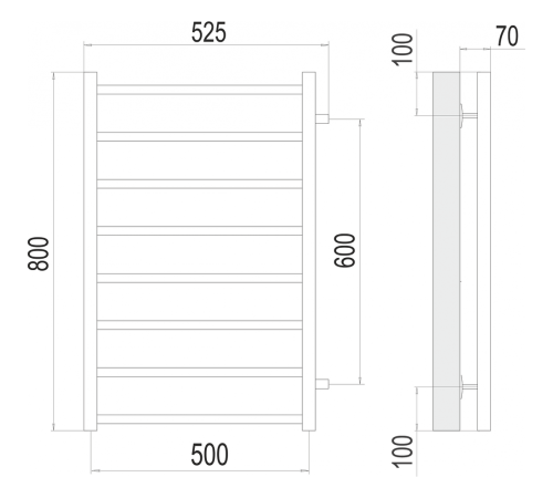 Вега П8 500х800 бп600 Полотенцесушитель TERMINUS