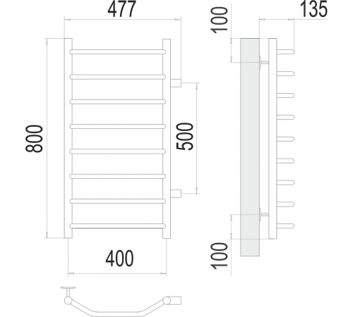 Виктория П8 400х800 бп500 Полотенцесушитель TERMINUS