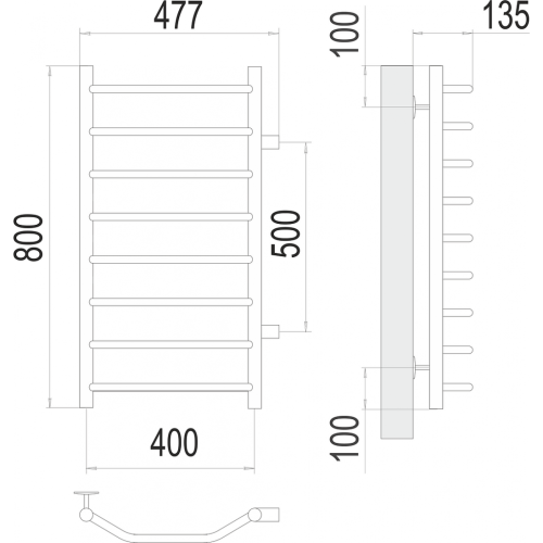 Виктория П8 400х800 бп500 Полотенцесушитель TERMINUS
