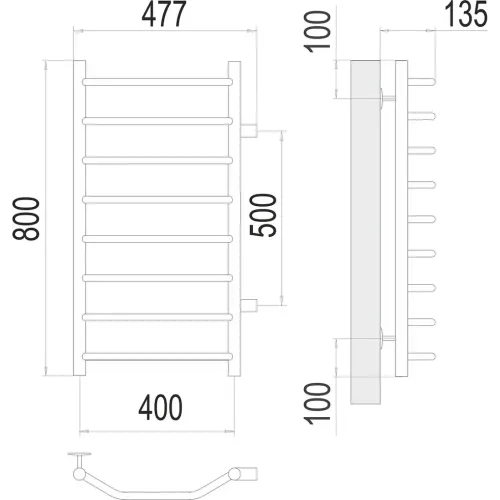Виктория П8 400х800 бп500 Полотенцесушитель TERMINUS