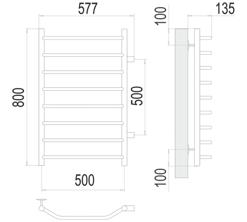 Виктория П8 500х800 бп500 Полотенцесушитель TERMINUS