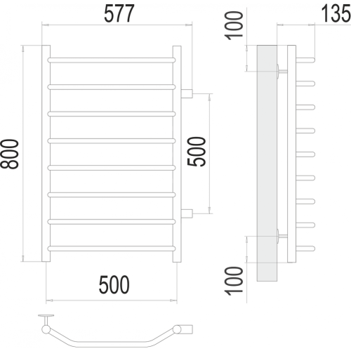 Виктория П8 500х800 бп500 Полотенцесушитель TERMINUS