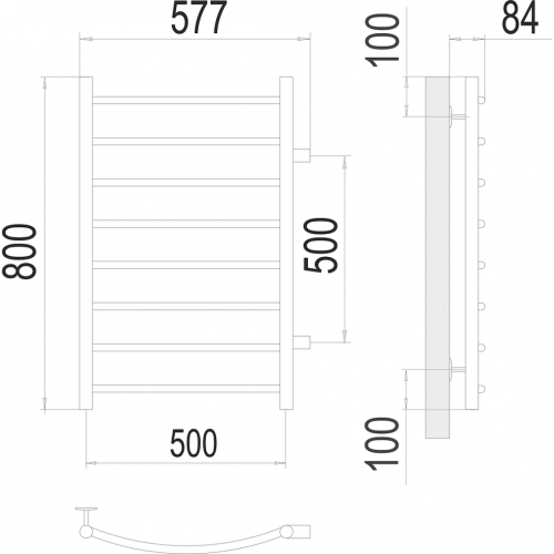 Классик П8 500х800 бп500 Полотенцесушитель TERMINUS