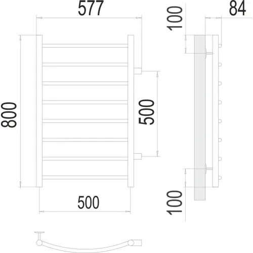 Классик П8 500х800 бп500 Полотенцесушитель TERMINUS
