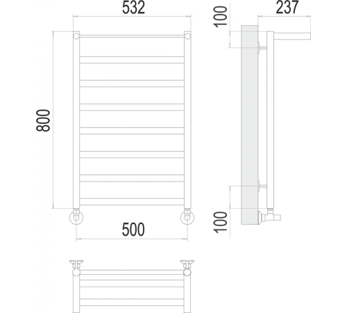 Хендрикс П8 500х800 Полотенцесушитель TERMINUS