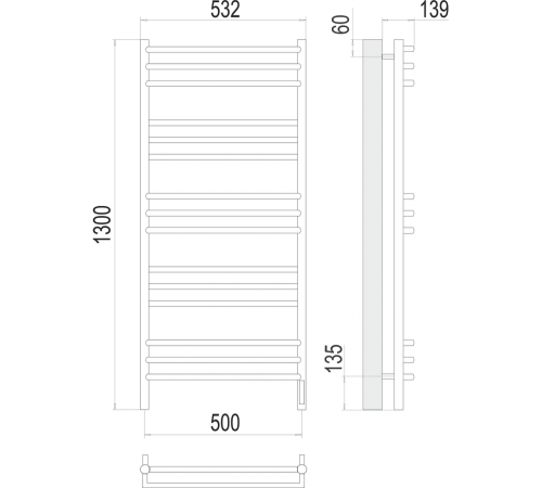 Прато П15 500х1300 электро (sensor quick touch) Полотенцесушитель TERMINUS