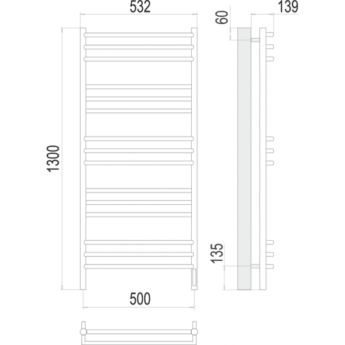 Прато П15 500х1300 электро (sensor quick touch) Полотенцесушитель TERMINUS