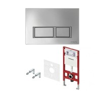 Инсталляция для унитазов TECE TECEspring (S401201) 4 в 1 со смывным бачком и с прямоугольный кнопкой смыва хром глянцевая (ТЕЦЕ)