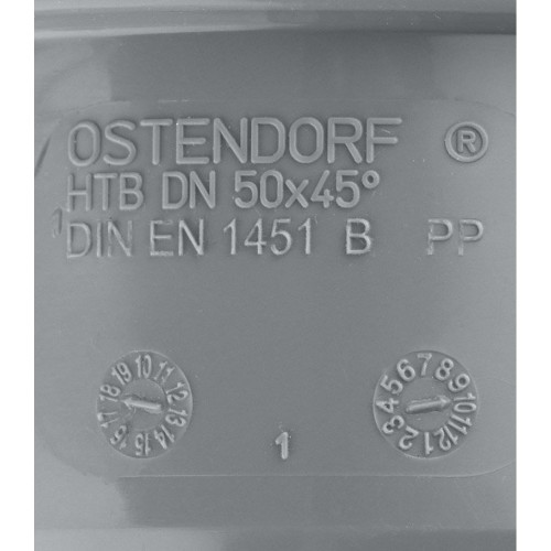 Отвод канализационный HTB 50 45° Ostendorf