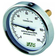 Термометр биметаллический 80 мм 1/2", 120°C с погружной гильзой 50 мм FAR