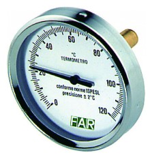 Термометр биметаллический 80 мм 1/2", 120°C с погружной гильзой 50 мм FAR