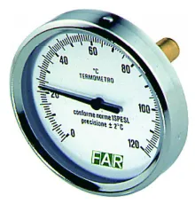 Термометр биметаллический 80 мм 1/2", 120°C с погружной гильзой 50 мм FAR