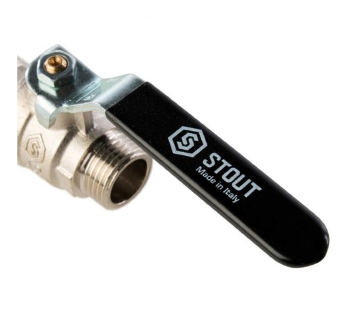 Кран шаровой полнопроходной НР/НР 1/2", ручка рычаг Stout