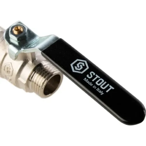 Кран шаровой полнопроходной НР/НР 1/2", ручка рычаг Stout