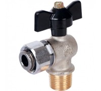 Кран шаровой с накидной гайкой угловой НР 1/2x1/2 с накидной гайкой, ручка бабочка Stout