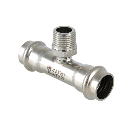 Пресс-тройник с наружной резьбой 54 х 1 1/4" х 54 мм из нержавеющей стали VTi.933.I.540754 VALTEC (ВАЛТЕК)