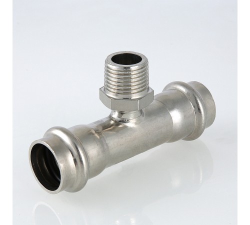 Пресс-тройник с наружной резьбой 54 х 1 1/4" х 54 мм из нержавеющей стали VTi.933.I.540754 VALTEC (ВАЛТЕК)