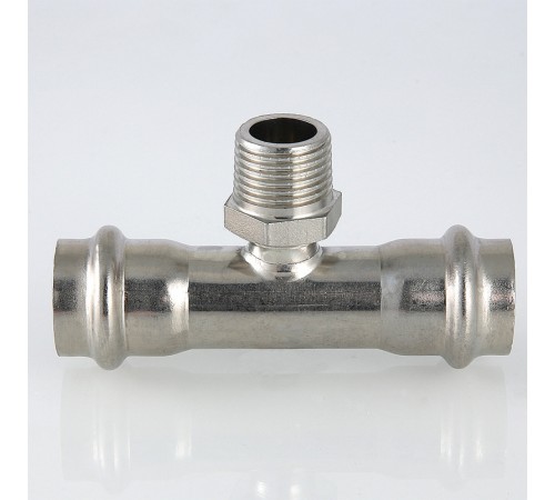 Пресс-тройник с наружной резьбой 54 х 1 1/4" х 54 мм из нержавеющей стали VTi.933.I.540754 VALTEC (ВАЛТЕК)