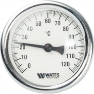 Термометр биметаллический 63 мм 1/2", 120°C с погружной гильзой 75 мм Watts F+R801 OR