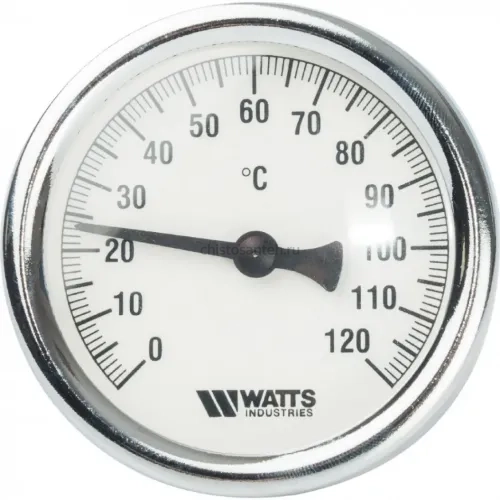 Термометр биметаллический 63 мм 1/2", 120°C с погружной гильзой 75 мм Watts F+R801 OR