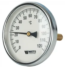 Термометр биметаллический 100 мм 1/2", 120°C с погружной гильзой 100 мм Watts F+R801 OR