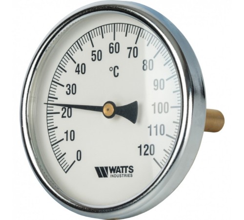 Термометр биметаллический 100 мм 1/2", 120°C с погружной гильзой 100 мм Watts F+R801 OR Термометр биметаллический 100 мм 1/2", 120°C с погружной гильзой 100 мм Watts F+R801 OR