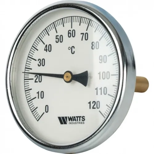 Термометр биметаллический 100 мм 1/2", 120°C с погружной гильзой 100 мм Watts F+R801 OR