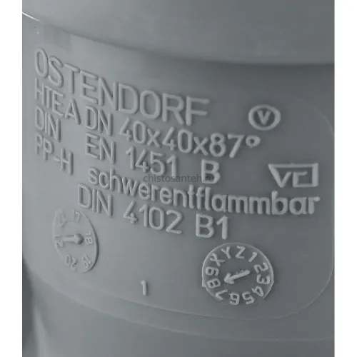 Тройник канализационный HTEA 40х40/90° Ostendorf