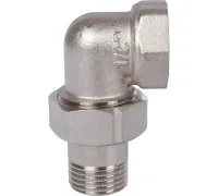 Разъемное угловое соединение, американка ВН 1/2" уплотнение под гайкой o-ring кольцо, никелированное Stout