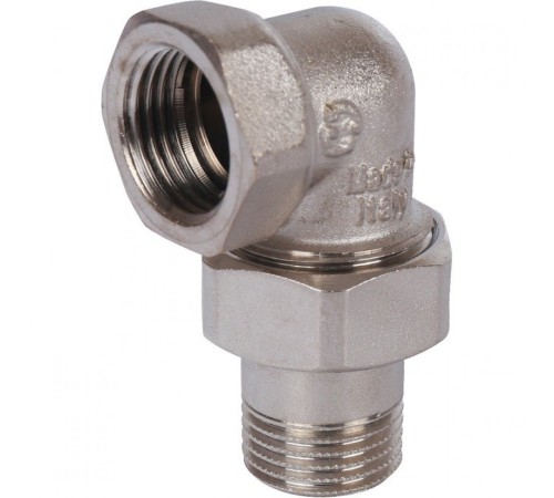 Разъемное угловое соединение, американка ВН 1/2" уплотнение под гайкой o-ring кольцо, никелированное Stout