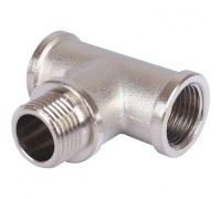 Тройник латунный ВНВ 1/2"x1/2"x1/2", никелированный Stout (Стоут)