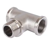 Тройник латунный ВНВ 1/2"x1/2"x1/2", никелированный Stout (Стоут)