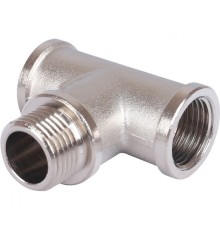 Тройник латунный ВНВ 1/2"x1/2"x1/2", никелированный Stout (Стоут)
