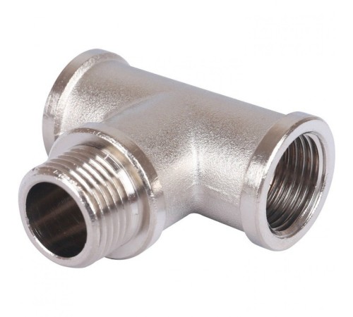 Тройник латунный ВНВ 1/2"x1/2"x1/2", никелированный Stout (Стоут)
