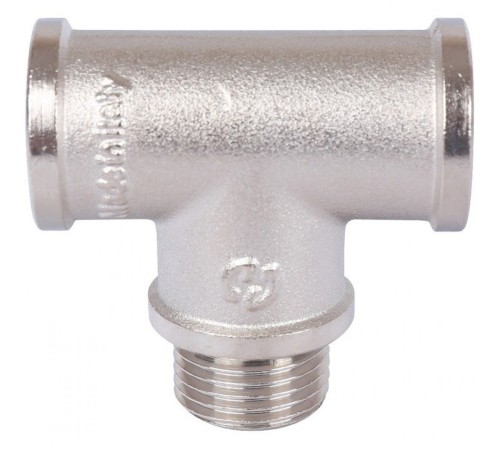 Тройник латунный ВНВ 1/2"x1/2"x1/2", никелированный Stout (Стоут)
